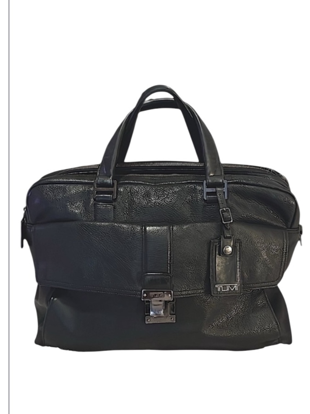 TUMI Vintage Black Leather Beacon Hill Portfolio Organizer Unisex Laptop Bag